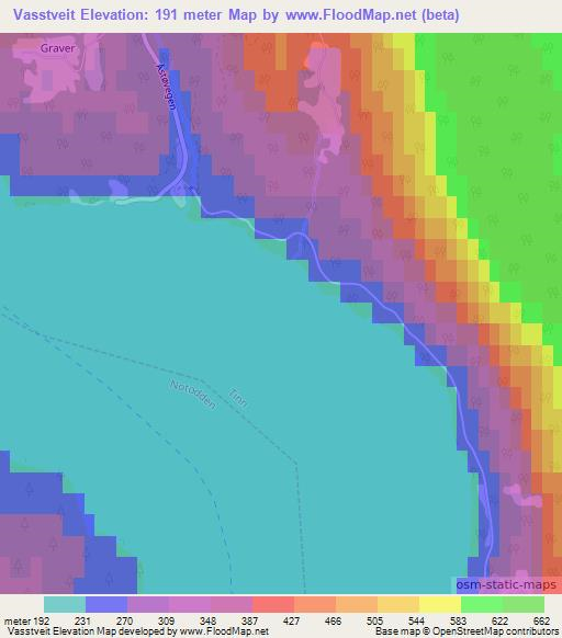 Vasstveit,Norway Elevation Map