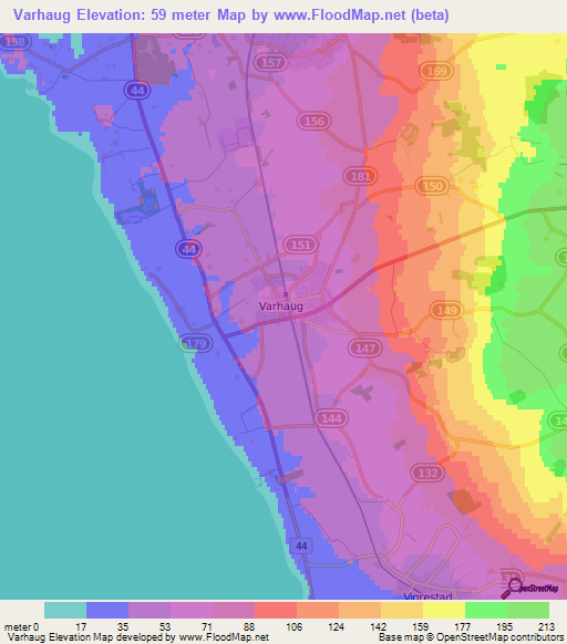 Varhaug,Norway Elevation Map