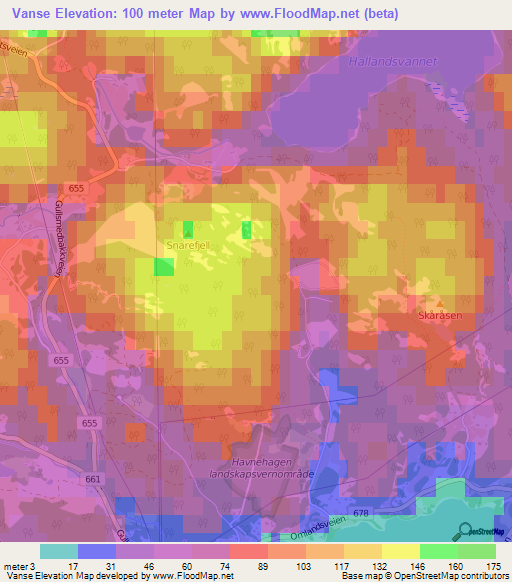 Vanse,Norway Elevation Map