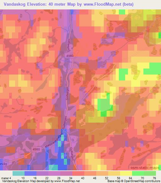 Vandaskog,Norway Elevation Map