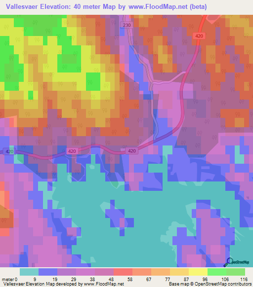 Vallesvaer,Norway Elevation Map