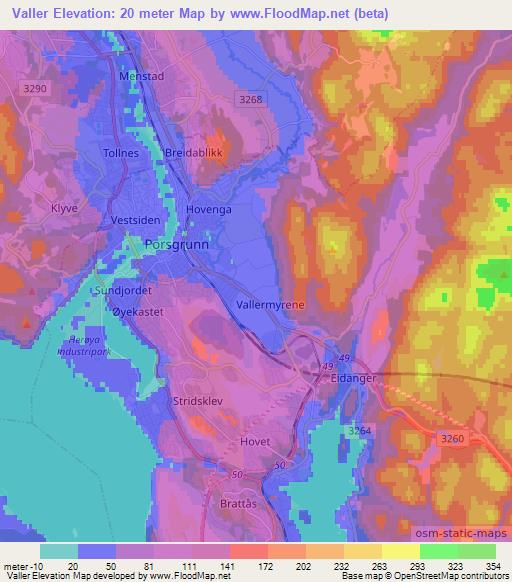 Valler,Norway Elevation Map
