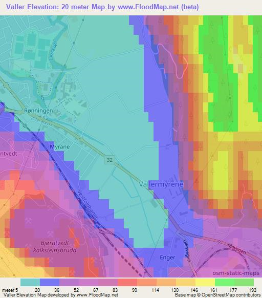 Valler,Norway Elevation Map