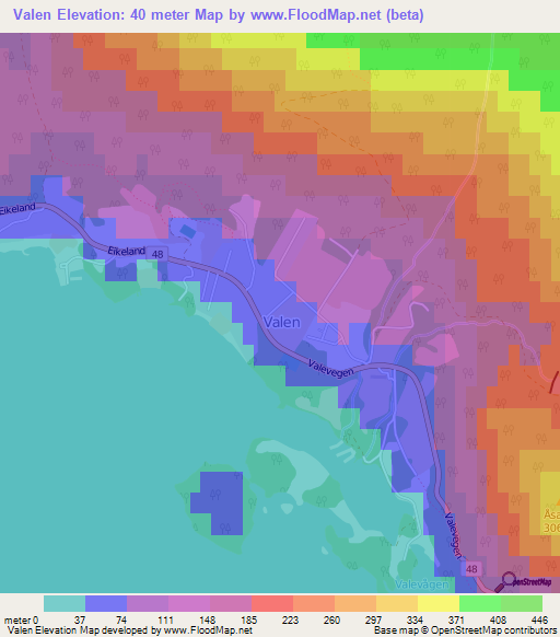 Valen,Norway Elevation Map