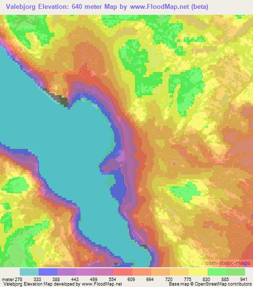 Valebjorg,Norway Elevation Map