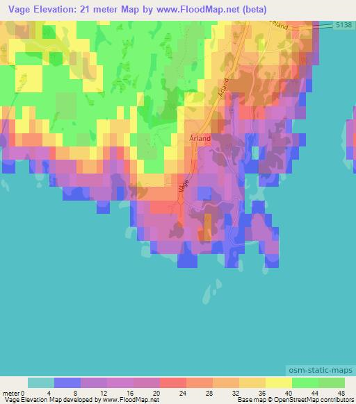 Vage,Norway Elevation Map