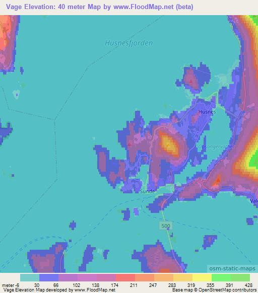Vage,Norway Elevation Map