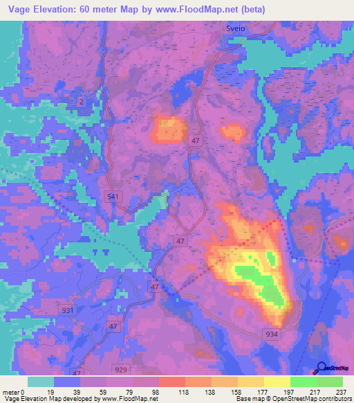 Vage,Norway Elevation Map