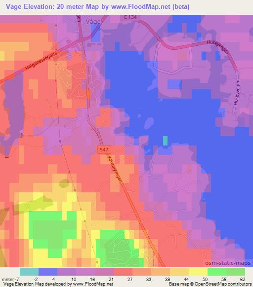 Vage,Norway Elevation Map