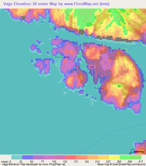Vage,Norway Elevation Map