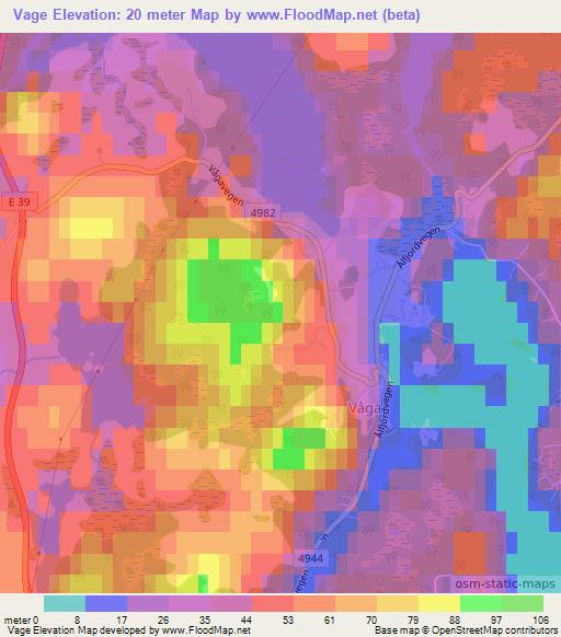Vage,Norway Elevation Map