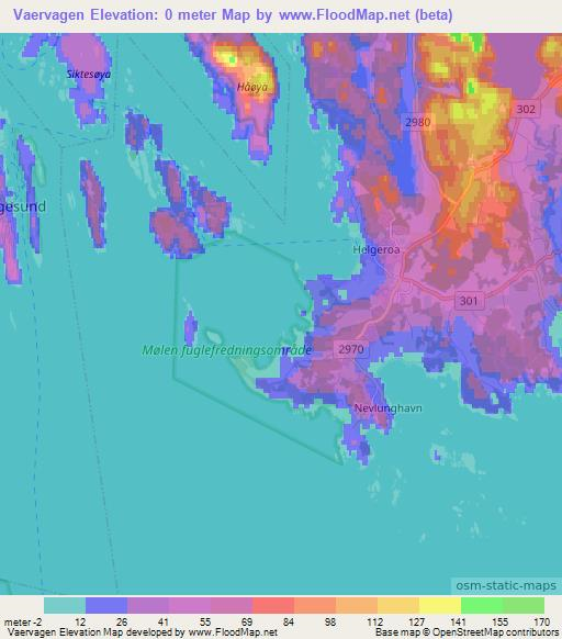 Vaervagen,Norway Elevation Map