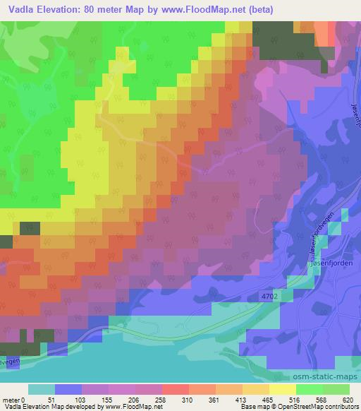 Vadla,Norway Elevation Map
