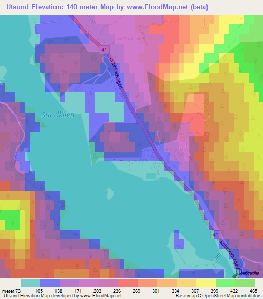 Utsund,Norway Elevation Map