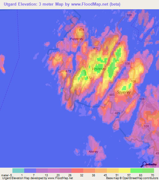 Utgard,Norway Elevation Map