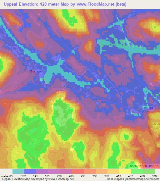 Uppsal,Norway Elevation Map