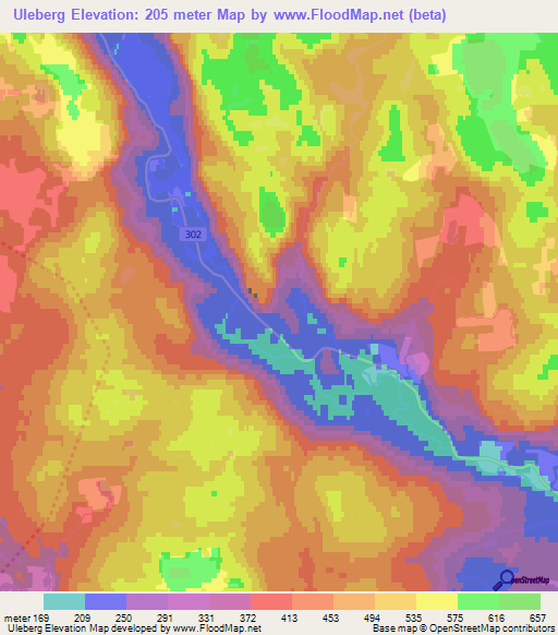 Uleberg,Norway Elevation Map