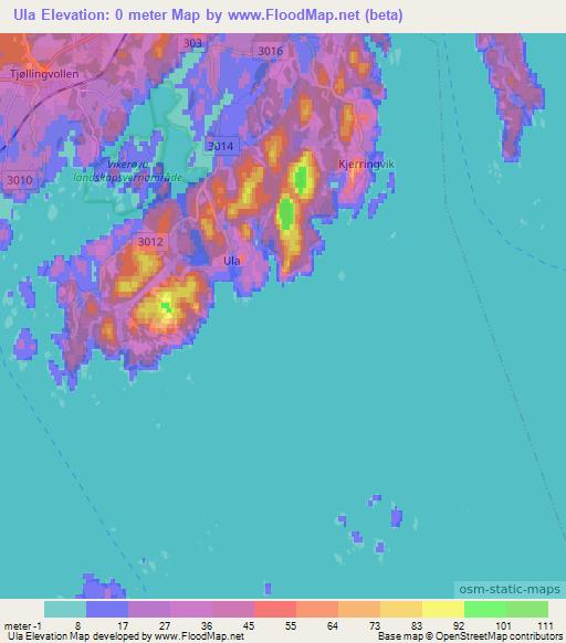 Ula,Norway Elevation Map