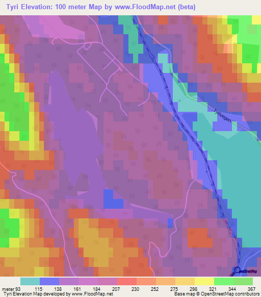 Tyri,Norway Elevation Map