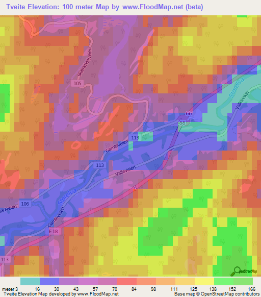 Tveite,Norway Elevation Map