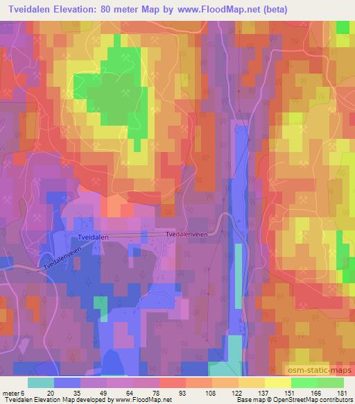 Tveidalen,Norway Elevation Map