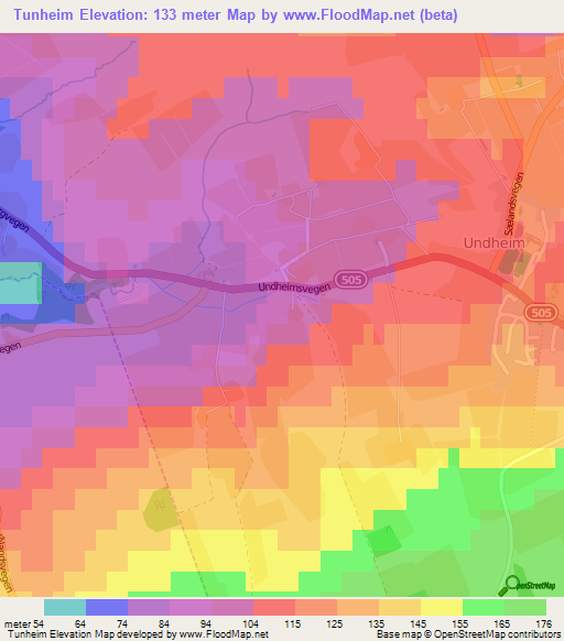Tunheim,Norway Elevation Map