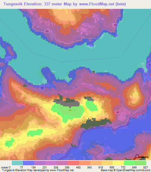 Tungesvik,Norway Elevation Map