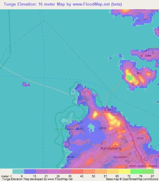 Tunge,Norway Elevation Map