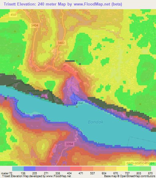 Trisett,Norway Elevation Map