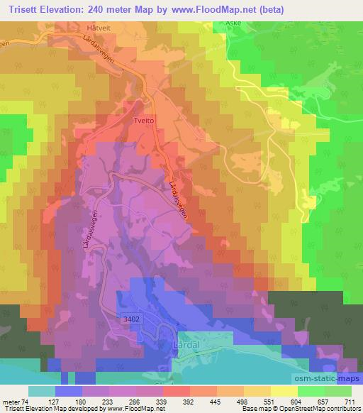 Trisett,Norway Elevation Map