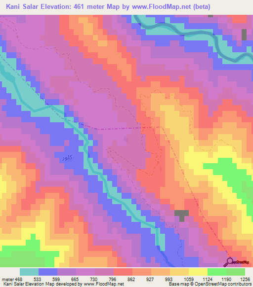 Kani Salar,Iran Elevation Map