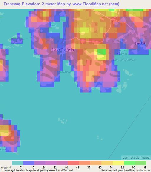 Tranevag,Norway Elevation Map
