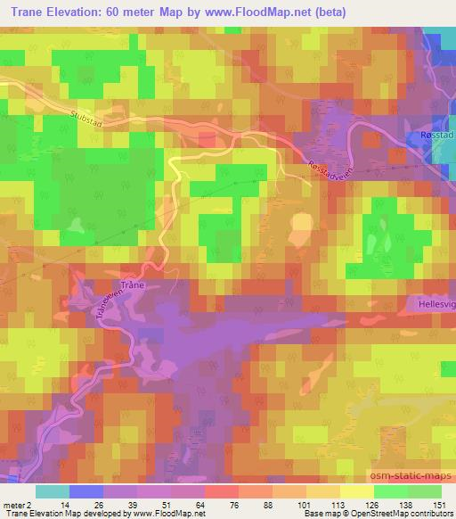 Trane,Norway Elevation Map