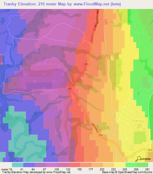 Tranby,Norway Elevation Map