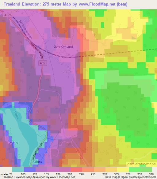Traeland,Norway Elevation Map