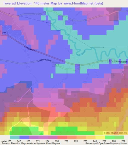 Toverud,Norway Elevation Map