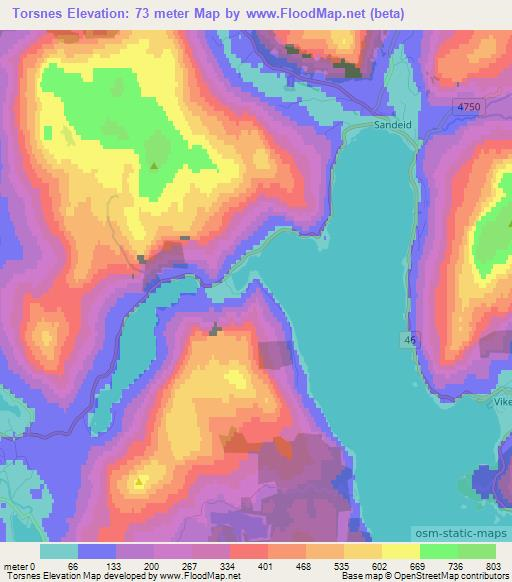 Torsnes,Norway Elevation Map