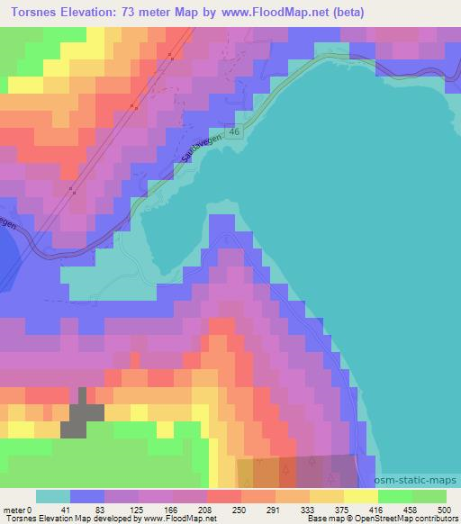 Torsnes,Norway Elevation Map