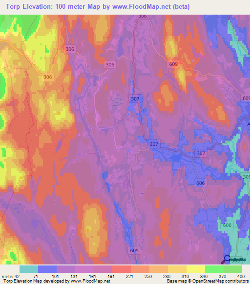Torp,Norway Elevation Map