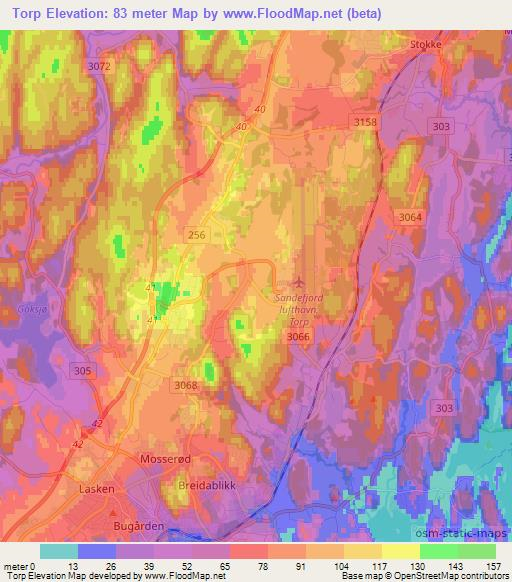 Torp,Norway Elevation Map