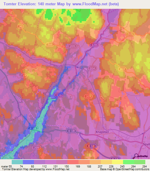 Tomter,Norway Elevation Map