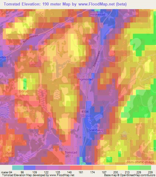 Tomstad,Norway Elevation Map