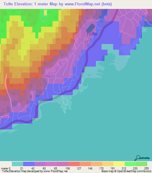 Tofte,Norway Elevation Map