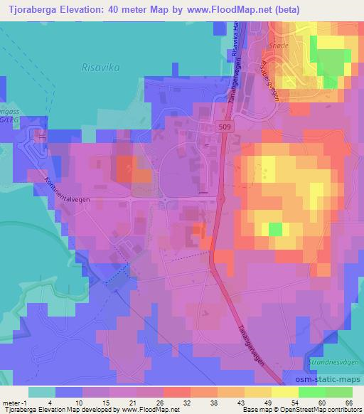 Tjoraberga,Norway Elevation Map