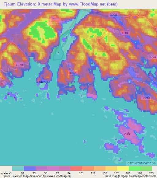 Tjaum,Norway Elevation Map