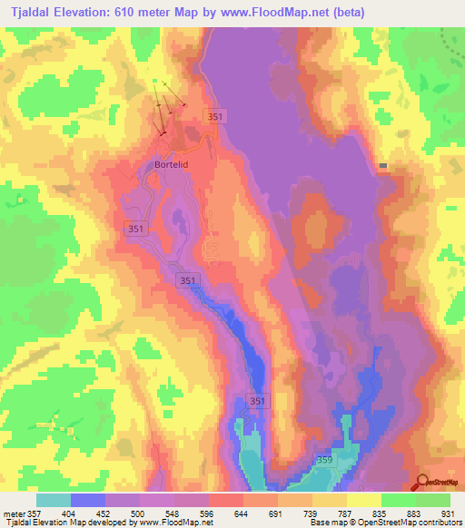 Tjaldal,Norway Elevation Map