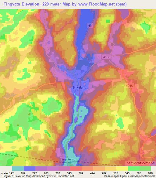 Tingvatn,Norway Elevation Map