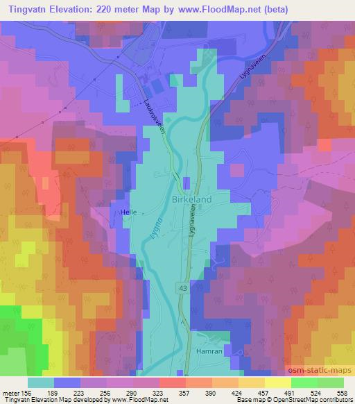 Tingvatn,Norway Elevation Map