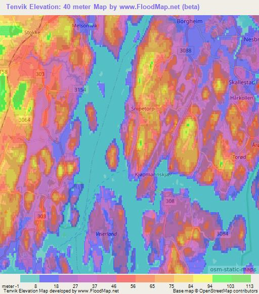 Tenvik,Norway Elevation Map