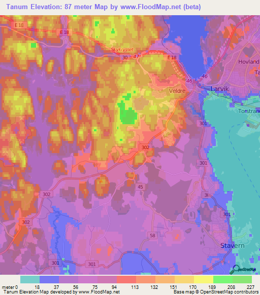 Tanum,Norway Elevation Map